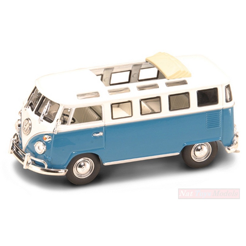 SCALE MODEL COMPATIBLE WITH VW MICROBUS 1962 BLUE/WHITE 1:43 LUCKY DIE CAST LDC43208BL