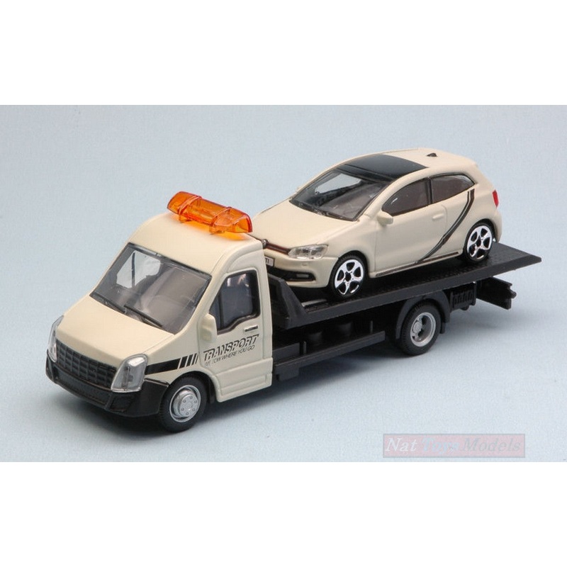 SCALE MODEL COMPATIBLE WITH VW POLO GTI MARK 5 + FLATBED TRANSPORTER 1:43 BURAGO BU31403
