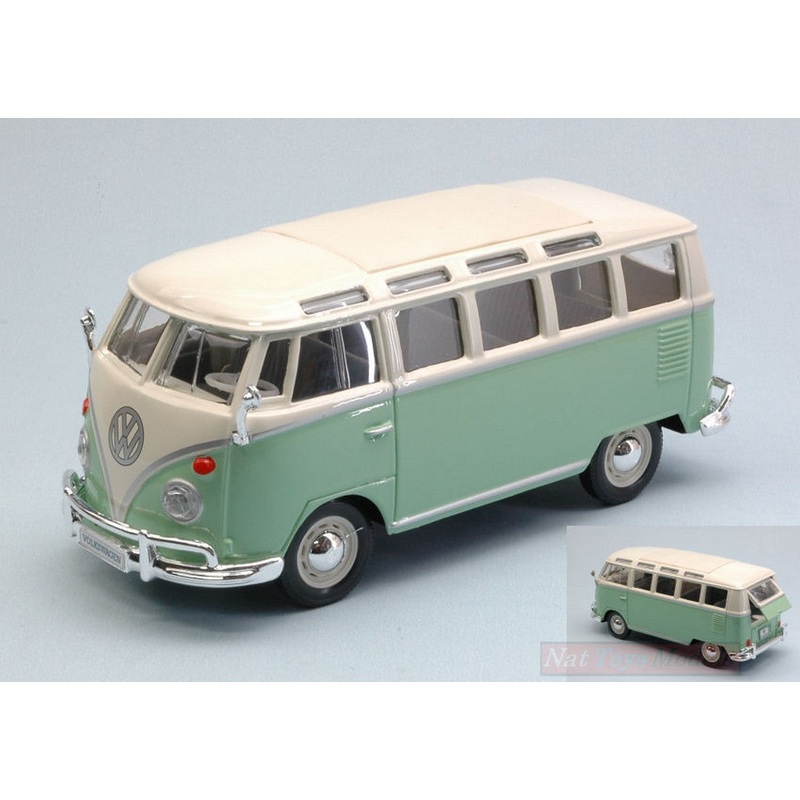 SCALE MODEL COMPATIBLE WITH VW T1 SAMBA VAN 1962 PASTEL GREEN/CREAM 1:25 MAISTO MI31956G