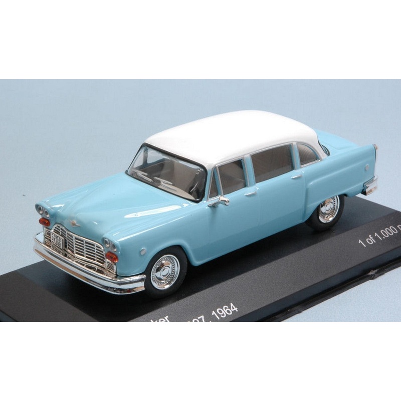 SCALE MODEL COMPATIBLE WITH CHECKER MARATHON 327 1964 LIGHT BLUE W/WHITE ROOF 1:43 WHITEBOX WB202