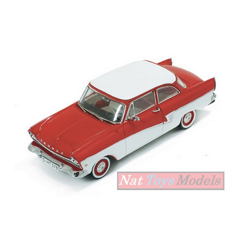 SCALE MODEL COMPATIBLE WITH FORD TAUNUS 17M 1957 RED/WHITE 1:43 PREMIUMX PRD387
