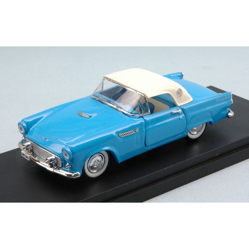 SCALE MODEL COMPATIBLE WITH FORD THUNDERBIRD 1956 LIGHT BLUE W/WHITE SOFT TOP 1:43 RIO RI4484