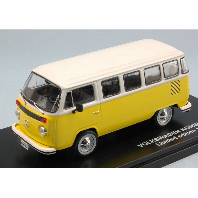 SCALE MODEL COMPATIBLE WITH VW T2 BUS KOMBI 1976 YELLOW/WHITE 1:43 TRIPLE 9 T9-43021