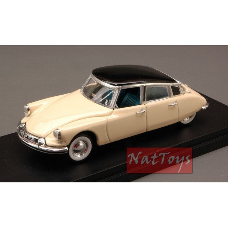 SCALE MODEL COMPATIBLE WITH CITROEN DS 19 PARIS 1955 CREAM/BLACK 1:43 RIO RI4097