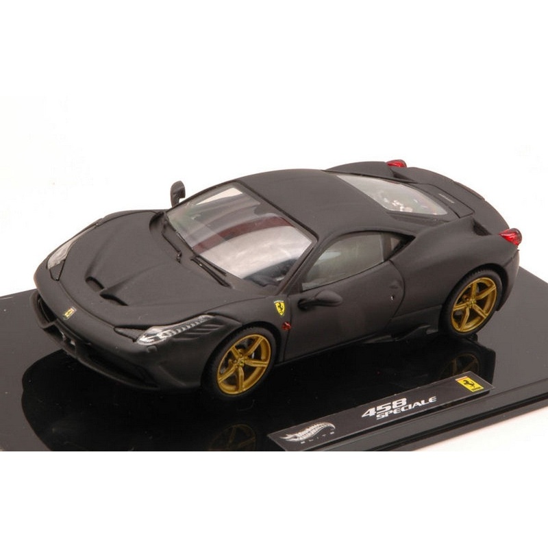 SCALE MODEL COMPATIBLE WITH FERRARI 458 SPECIALE 2013 BLACK 1:43 HOT WHEELS HWBLY47