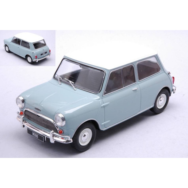 SCALE MODEL COMPATIBLE WITH AUSTIN MINI COOPER S 1965 LIGHT BLUE/WHITE RHD 1:24 WHITEBOX WB124183