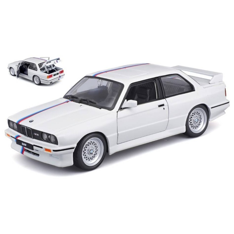 SCALE MODEL COMPATIBLE WITH BMW M3 (E30) 1988 WHITE/BLUE 1:24 BURAGO BU21100W