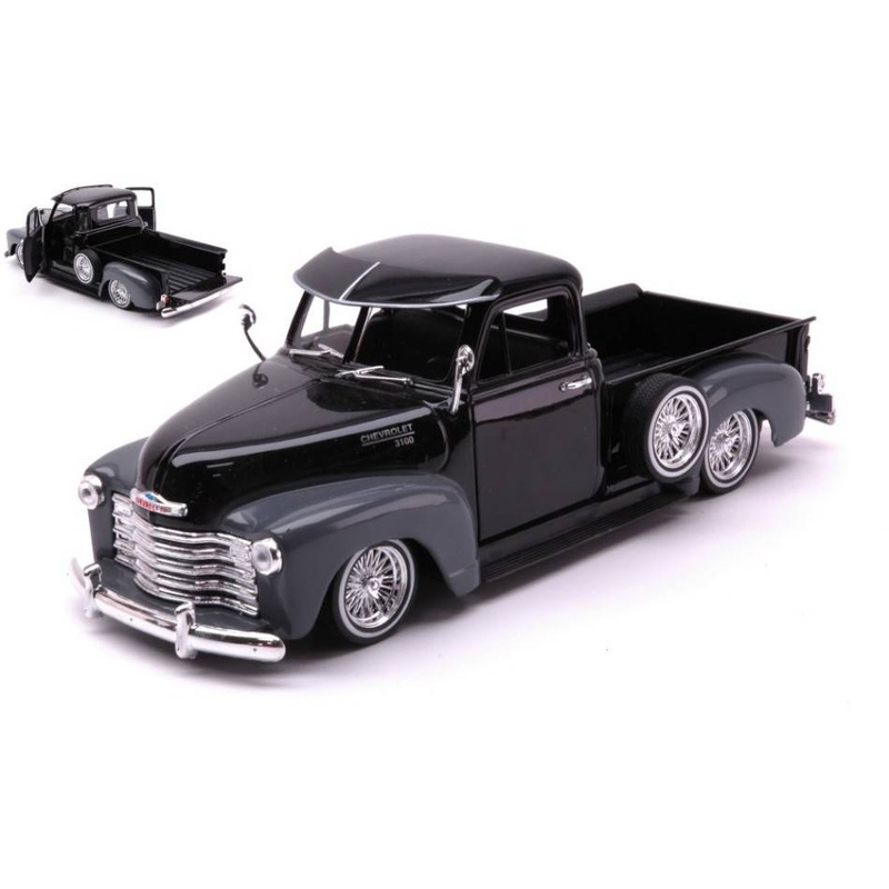 SCALE MODEL COMPATIBLE WITH CHEVROLET 3100 PICK UP 1953 BLACK/GREY 1:24 WELLY WE22087BKGY