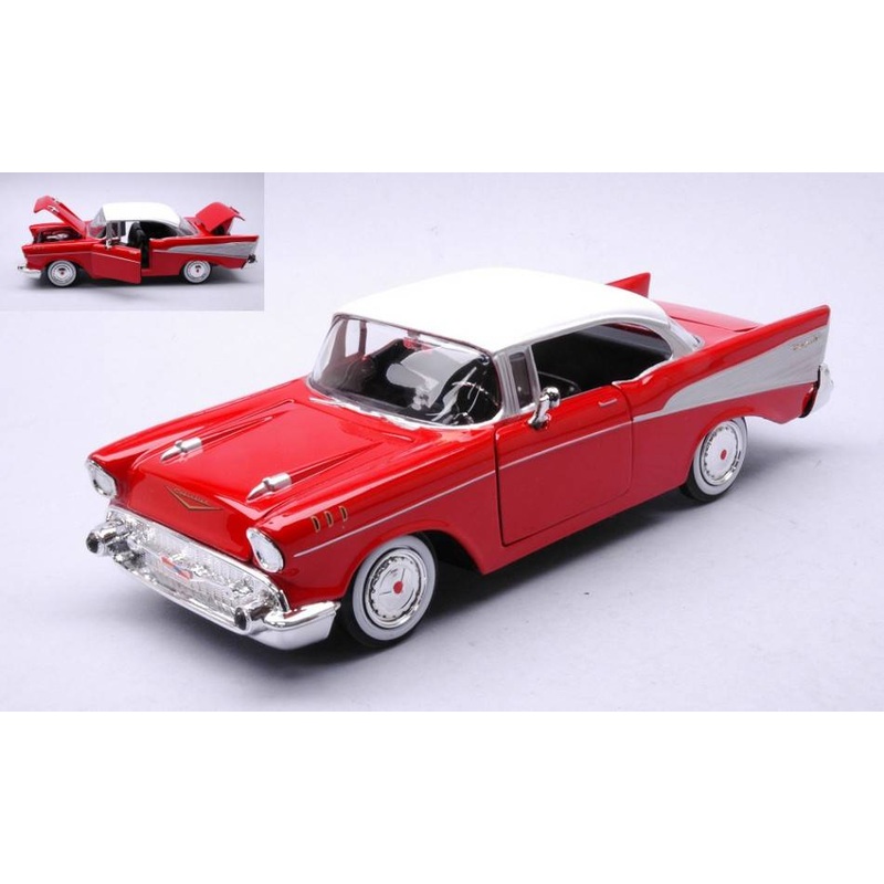 SCALE MODEL COMPATIBLE WITH CHEVROLET BEL AIR 1957 RED 1:24 MOTORMAX MTM73228R