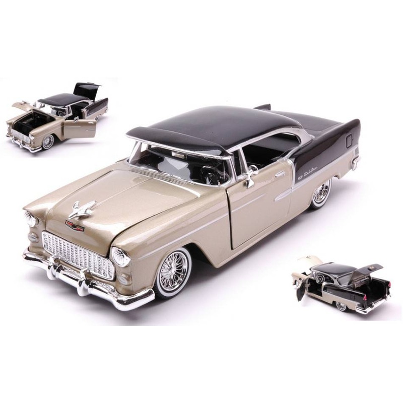 SCALE MODEL COMPATIBLE WITH CHEVROLET BEL AIR "GET LOW" SERIES 1955 GOLD BROWN/BLACK 1:24 MOTORMAX MTM79031