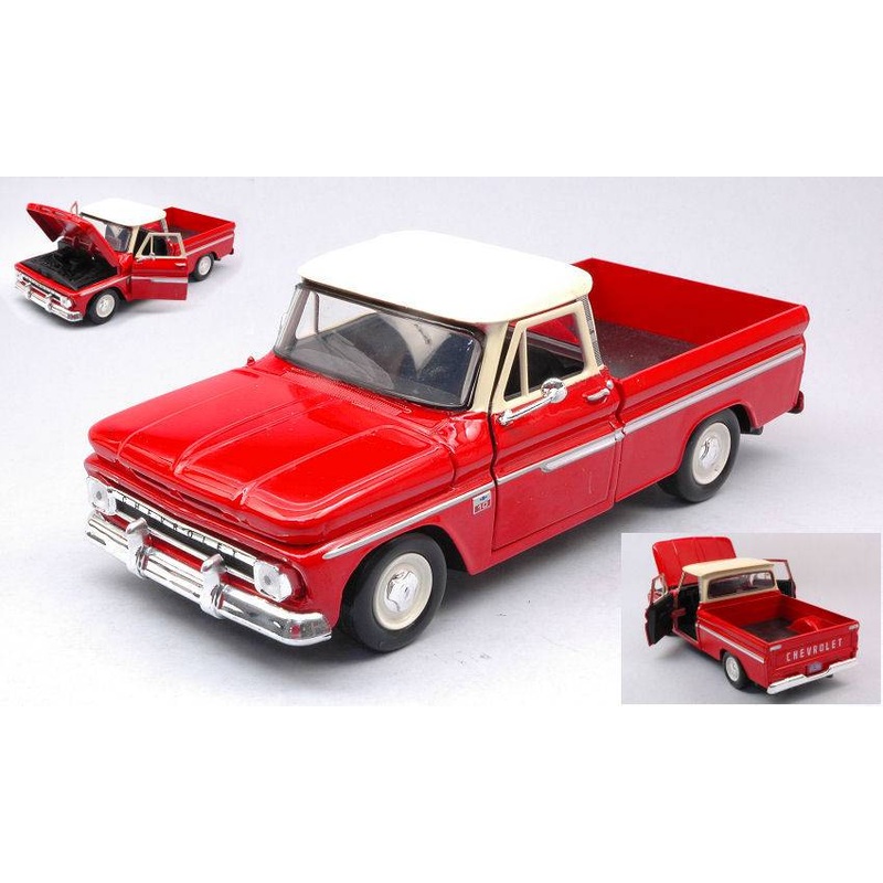 SCALE MODEL COMPATIBLE WITH CHEVROLET C10 FLETSIDE PICK-UP 1966 RED 1:24 MOTORMAX MTM73355R
