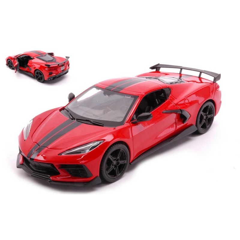 SCALE MODEL COMPATIBLE WITH CHEVROLET CORVETTE STINGRAY COUPE HIGH WING 2020 RED 1:24 MAISTO MI31534O
