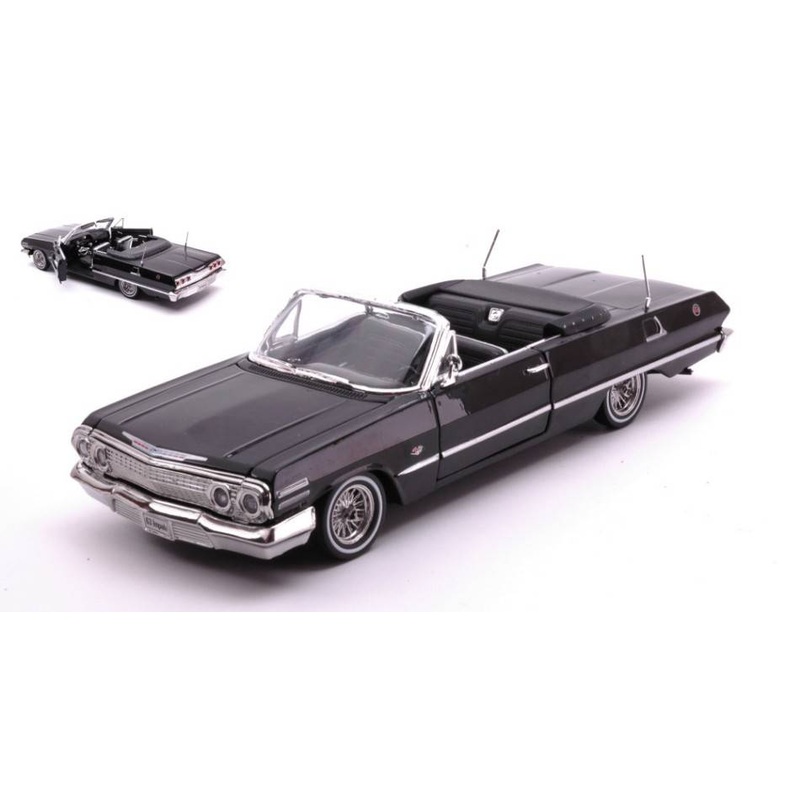 SCALE MODEL COMPATIBLE WITH CHEVROLET IMPALA CONVERTIBLE 1963 LOW RIDER BLACK 1:24 WELLY WE22434BK
