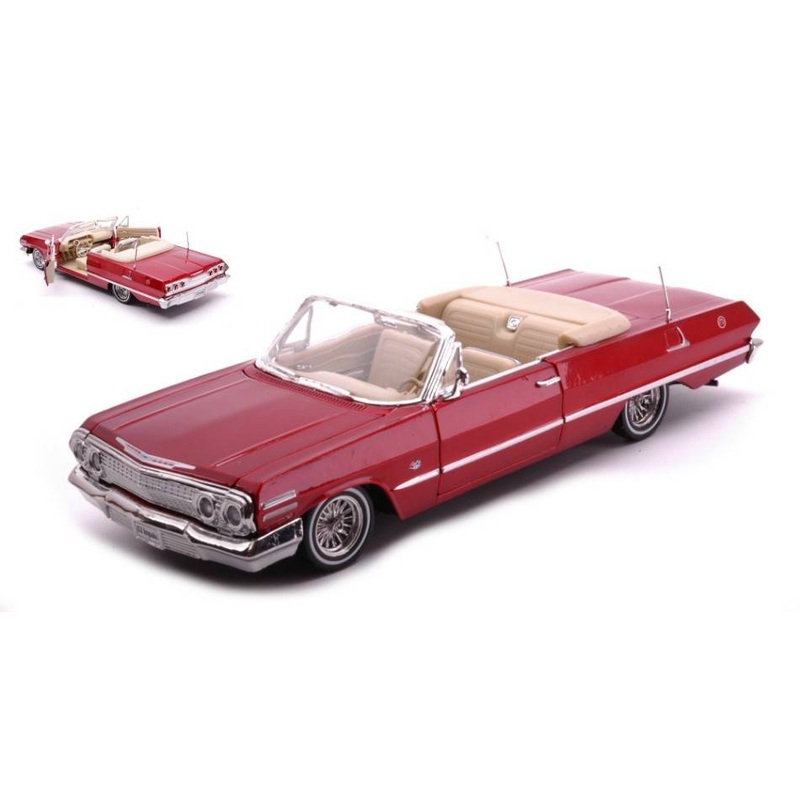 SCALE MODEL COMPATIBLE WITH CHEVROLET IMPALA CONVERTIBLE 1963 LOW RIDER METALLIC RED 1:24 WELLY WE22434MRD