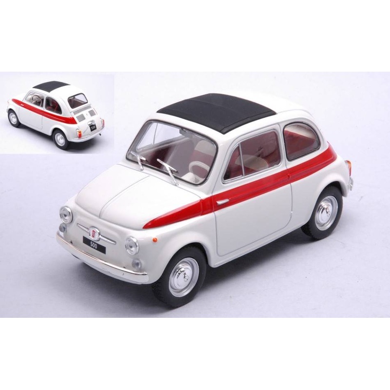 SCALE MODEL COMPATIBLE WITH FIAT 500 1960 WHITE/RED 1:24 WHITEBOX WB124182