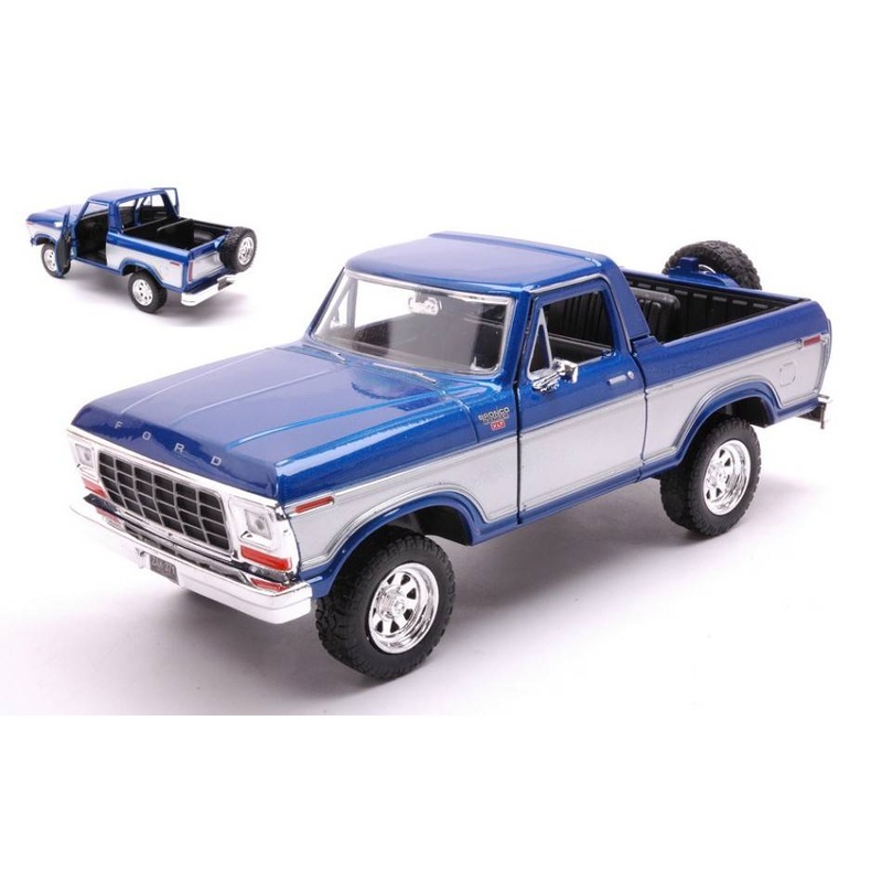 SCALE MODEL COMPATIBLE WITH FORD BRONCO OPEN TOP 1978 BLUE/WHITE 1:24 MOTORMAX MTM79372BW