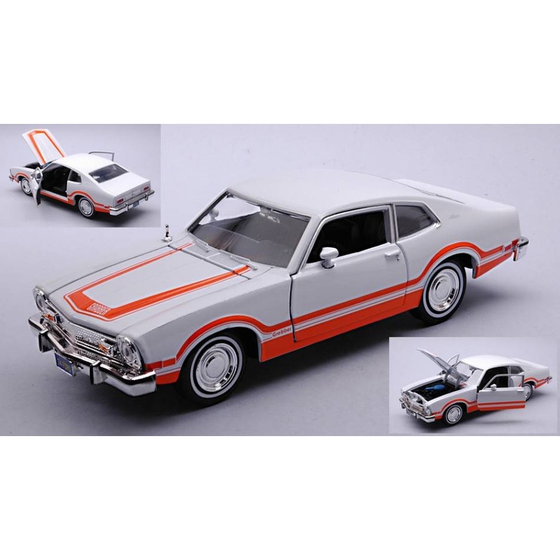 SCALE MODEL COMPATIBLE WITH FORD MAVERICK GRABBER 1974 ORANGE/WHITE TIMELESS LEGEND 1:24 MOTORMAX MTM73332W