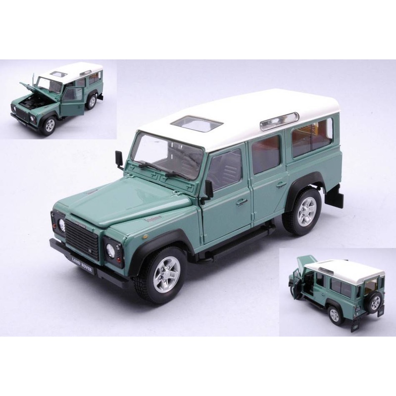 SCALE MODEL COMPATIBLE WITH LAND ROVER DEFENDER LIGHT GREEN W/WHITE ROOF 1:24 CARARAMA CA125115