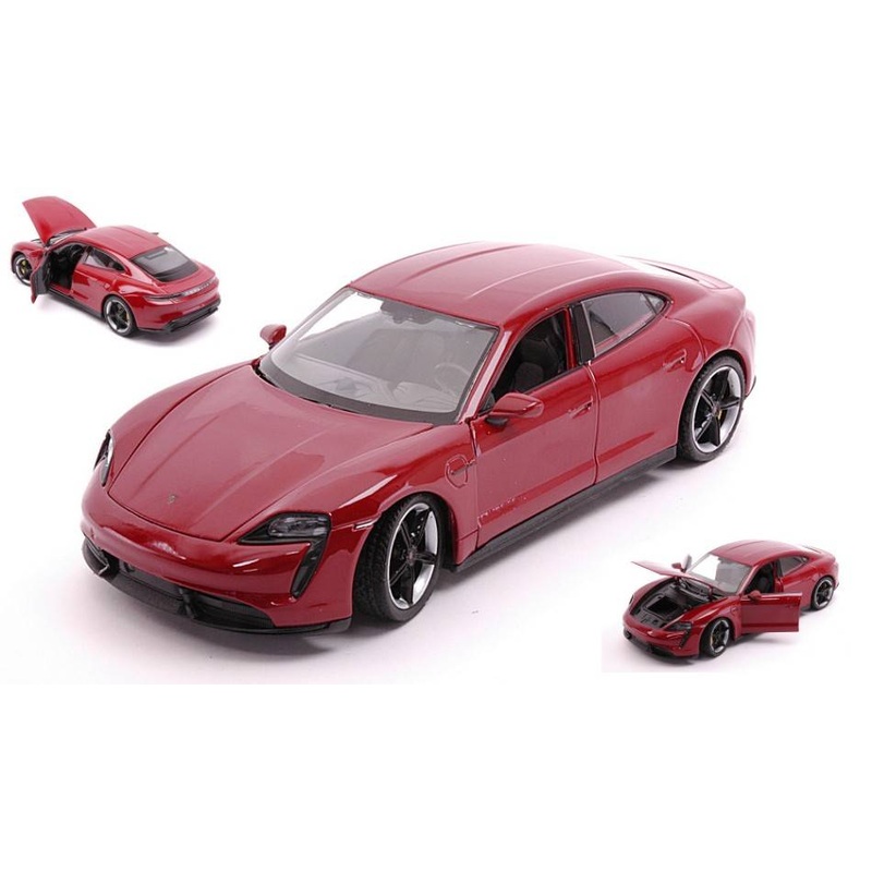 SCALE MODEL COMPATIBLE WITH PORSCHE TAYCAN TURBO S DARK RED 1:24 WELLY WE24107R