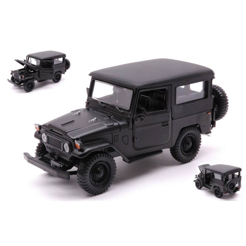 SCALE MODEL COMPATIBLE WITH TOYOTA FJ40 1974 HARD TOP MATT BLACK 1:24 MOTORMAX MTM79323MBK