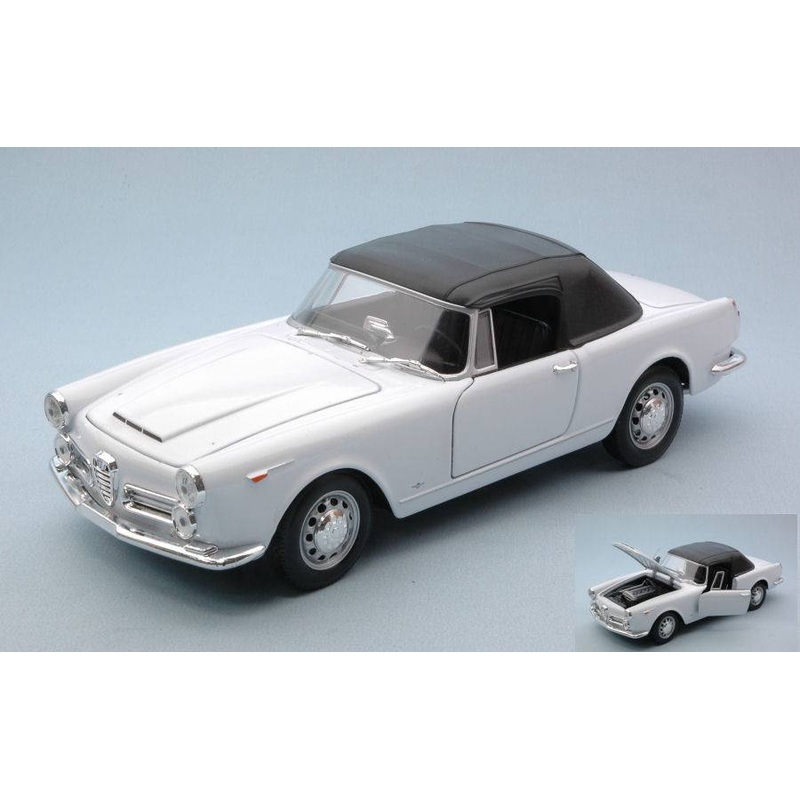 SCALE MODEL COMPATIBLE WITH ALFA ROMEO SPIDER SOFT TOP 2600 1960 WHITE 1:24 WELLY WE24003HW