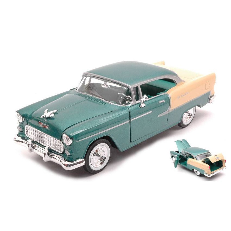 SCALE MODEL COMPATIBLE WITH CHEVY BEL AIR 1955 GREEN/CREAM 1:24 MOTORMAX MTM73229G