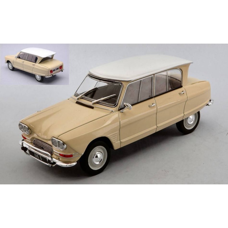 SCALE MODEL COMPATIBLE WITH CITROEN AMI 6 LIGHT YELLOW/WHITE 1:24 WHITEBOX WB124104