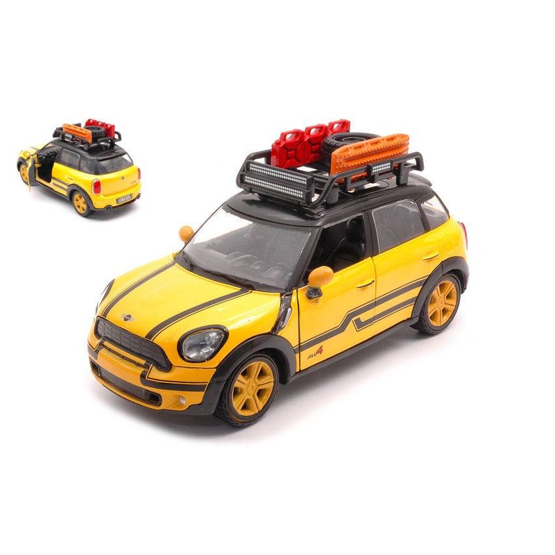 SCALE MODEL COMPATIBLE WITH MINI COOPER S COUNTRYMAN WITH ROOF RACK YELLOW/BLACK 1:24 MOTORMAX MTM79752
