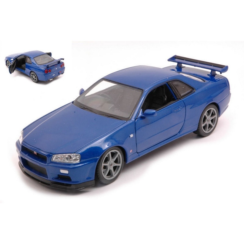 SCALE MODEL COMPATIBLE WITH NISSAN SKYLINE GT-R (R34) BLUE 1:24 WELLY WE24108WMBL