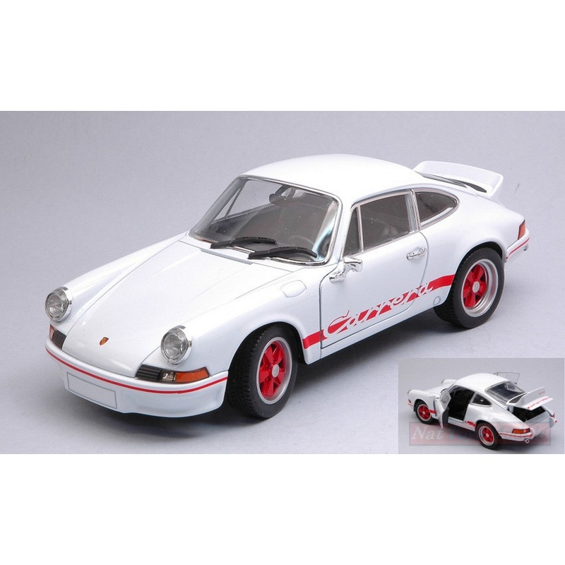 SCALE MODEL COMPATIBLE WITH PORSCHE 911 CARRERA RS 2.7 WHITE/RED 1:24 WELLY WE24086W