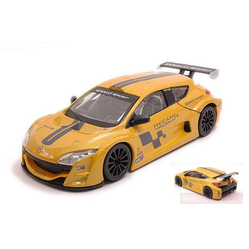 SCALE MODEL COMPATIBLE WITH RENAULT MEGANE TROPHY YELLOW 1:24 BURAGO BU22115Y