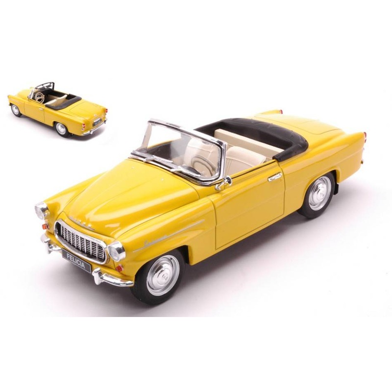 SCALE MODEL COMPATIBLE WITH SKODA FELICIA CONVERTIBLE YELLOW 1:24 WHITEBOX WB124118