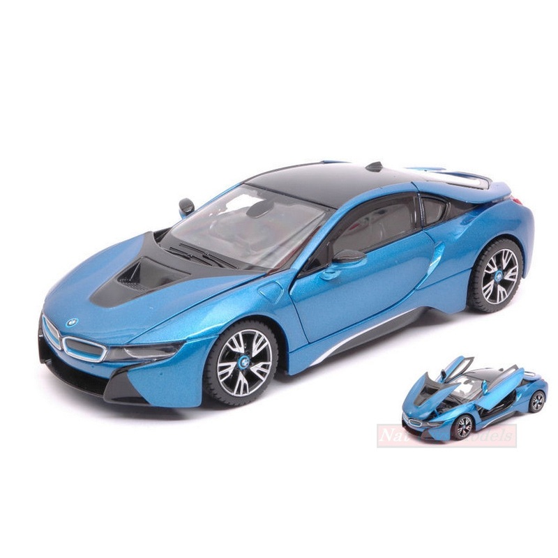SCALE MODEL COMPATIBLE WITH BMW i8 2015 METALLIC BLUE 1:24 RASTAR RAT56500BL