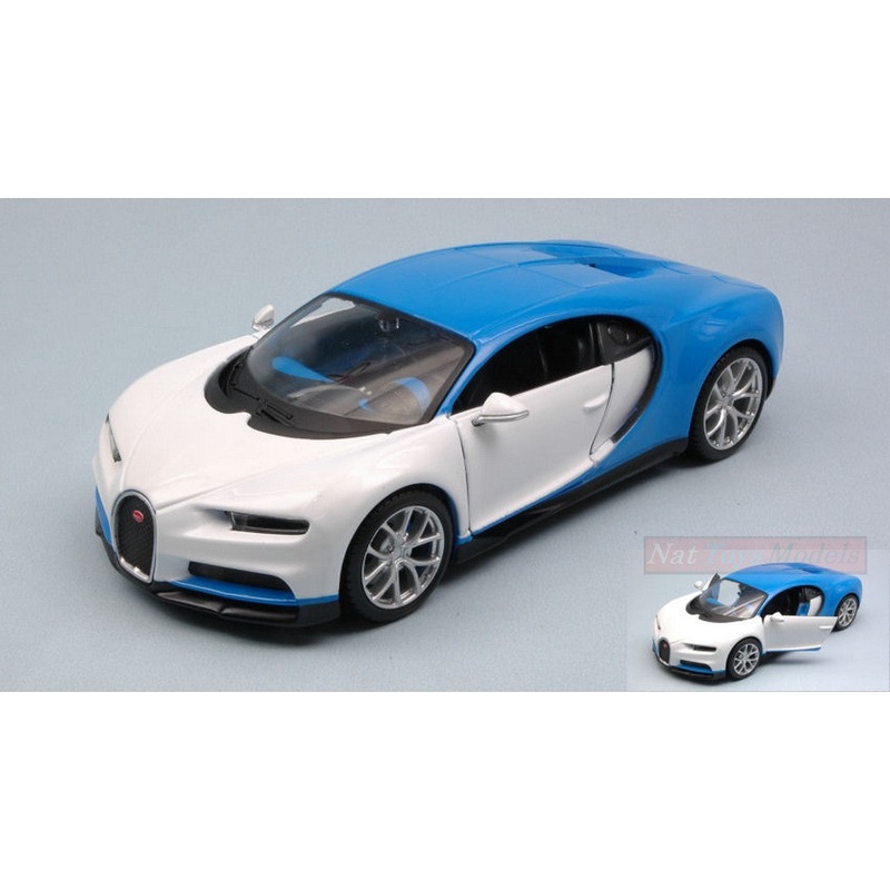 SCALE MODEL COMPATIBLE WITH BUGATTI CHIRON 2016 WHITE BLUE 1:24 MAISTO MI32509