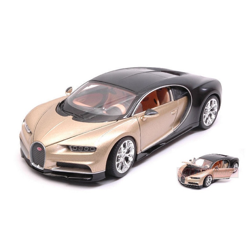 SCALE MODEL COMPATIBLE WITH Bugatti Chiron GOLD BLACK 1:24-27 WELLY WE24077G
