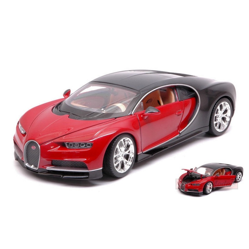 SCALE MODEL COMPATIBLE WITH BUGATTI CHIRON RED/BLACK 1:24 WELLY WE24077R