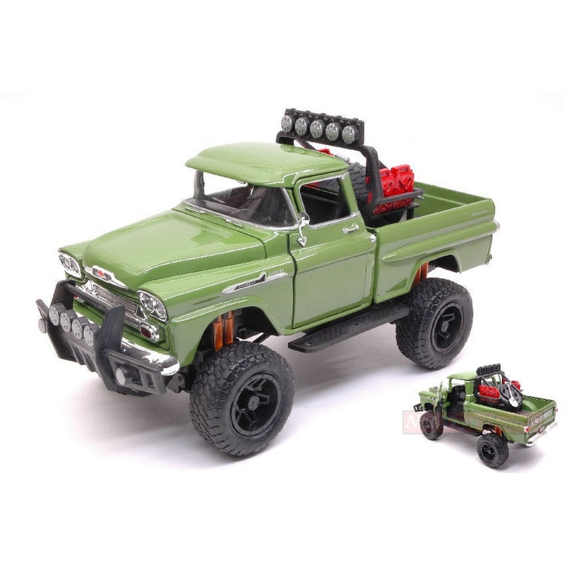 SCALE MODEL COMPATIBLE WITH CHEVROLET APACHE FLEETSIDE PICK UP OFF ROAD 1958 GREEN 1:24 MOTORMAX MTM79135
