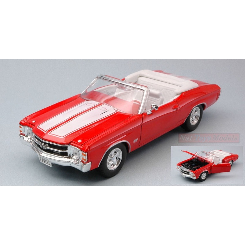 SCALE MODEL COMPATIBLE WITH CHEVROLET CHEVELLE SS454 1971 RED W/WHITE STRIPES 1:24 WELLY WE22089OR