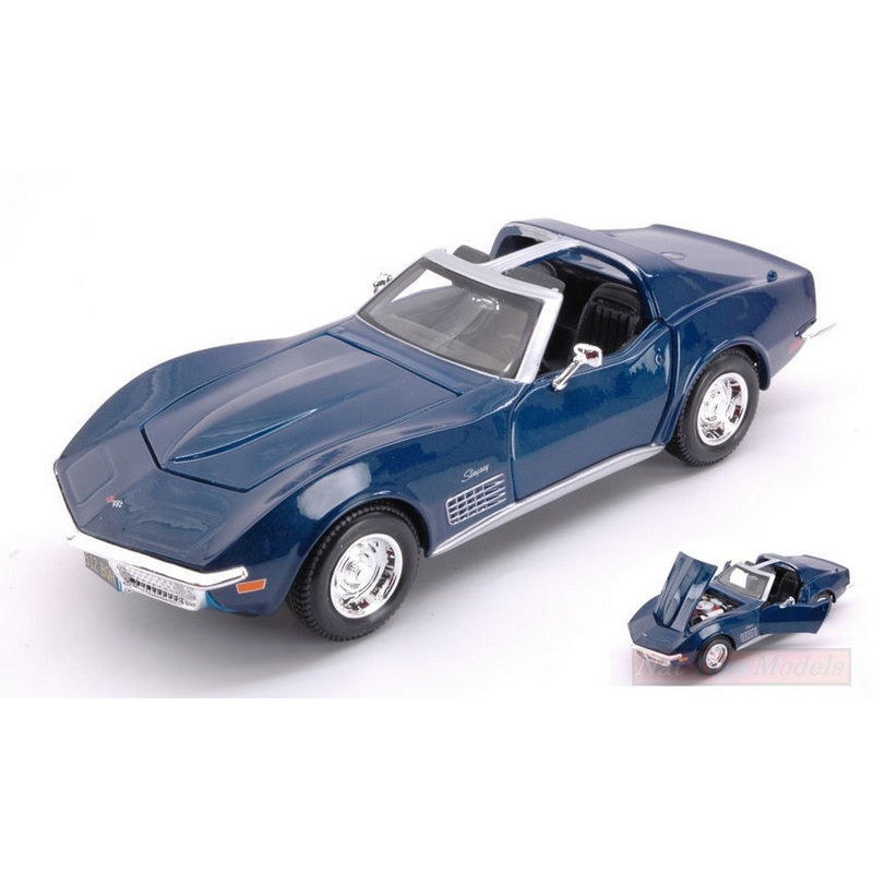 SCALE MODEL COMPATIBLE WITH CHEVROLET CORVETTE 1970 METALLIC BLUE 1:24 MAISTO MI31202B