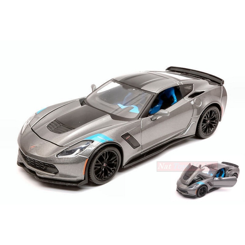 SCALE MODEL COMPATIBLE WITH CHEVROLET CORVETTE GRAN SPORT 2017 GUN METAL W/BLACK STRIPES 1:24 MAISTO MI31516G