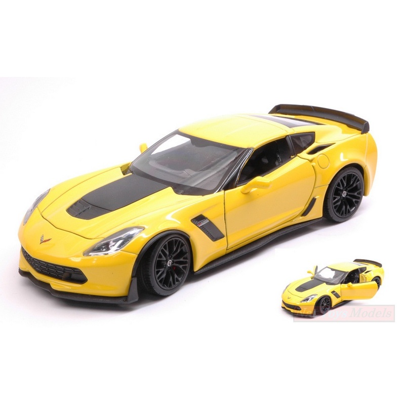 SCALE MODEL COMPATIBLE WITH CHEVROLET CORVETTE Z06 YELLOW 1:24 WELLY WE24085Y