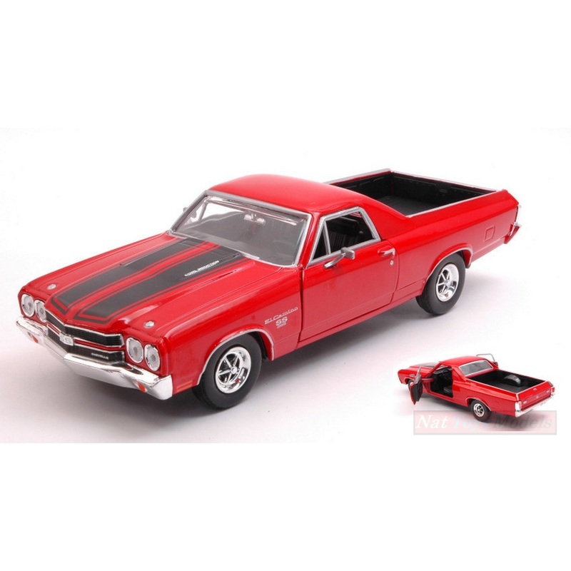 SCALE MODEL COMPATIBLE WITH CHEVROLET EL CAMINO SS 396 1970 RED W/BLACK STRIPES 1:24 MOTORMAX MTM79347R