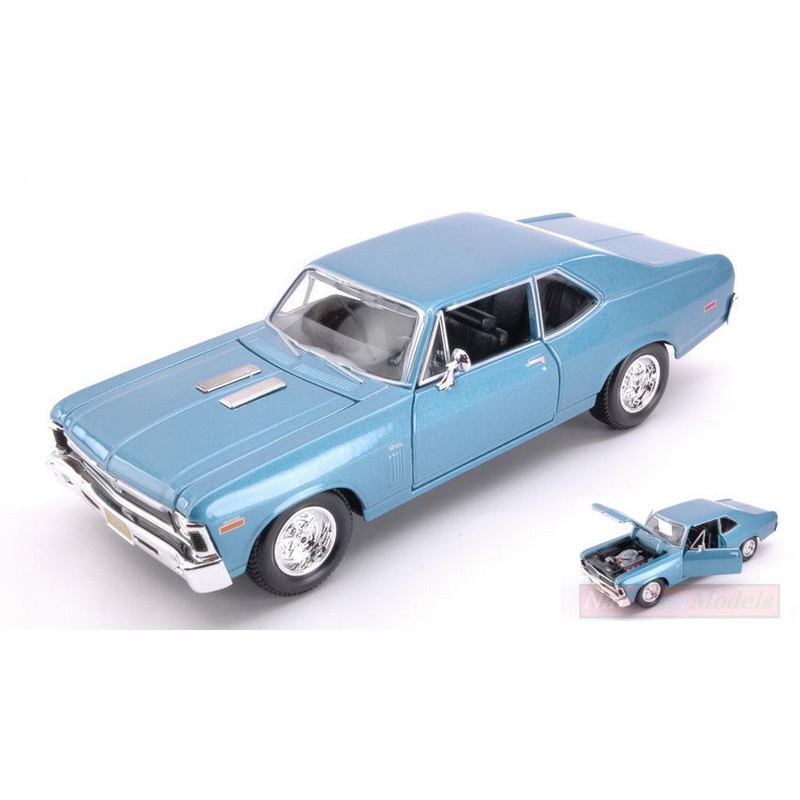 SCALE MODEL COMPATIBLE WITH CHEVROLET NOVA SS 1970 METALLIC LIGHT BLUE 1:24 MAISTO MI31262B