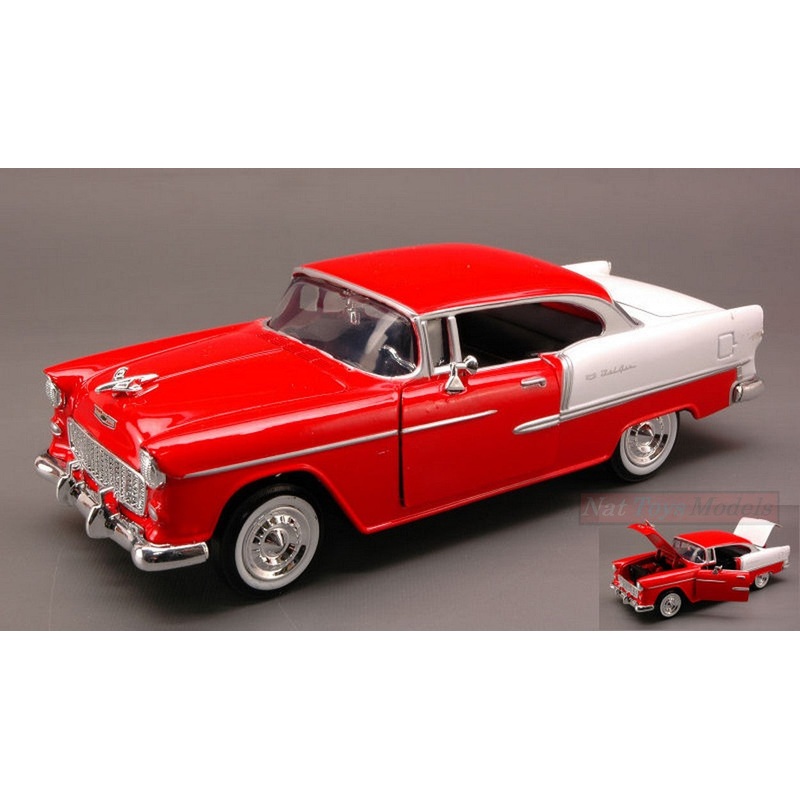 SCALE MODEL COMPATIBLE WITH CHEVY BEL AIR 1955 RED/WHITE 1:24 MOTORMAX MTM73229RD