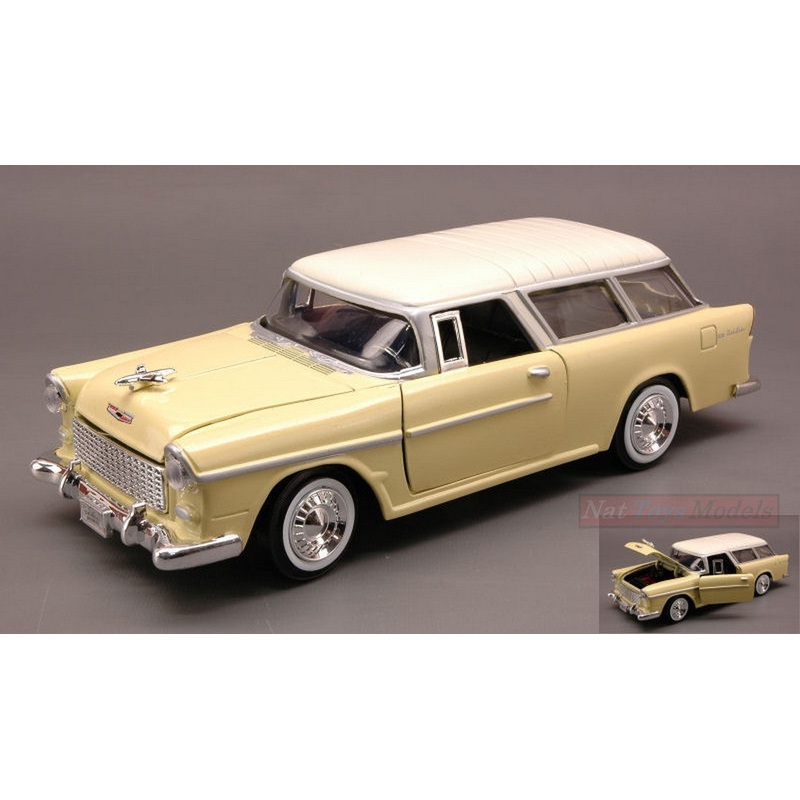 SCALE MODEL COMPATIBLE WITH CHEVY BEL AIR NOMAD 1955 YELLOW/IVORY 1:24 MOTORMAX MTM73248YL