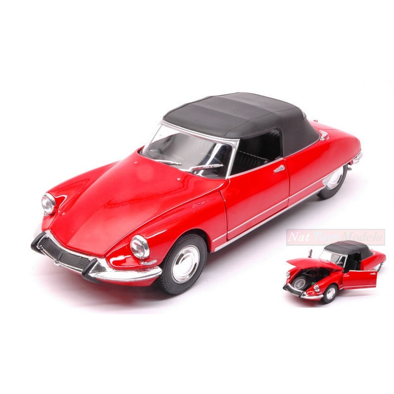 SCALE MODEL COMPATIBLE WITH CITROEN DS 19 1956 CABRIOLET SOFT TOP RED 1:24 WELLY WE22506HR