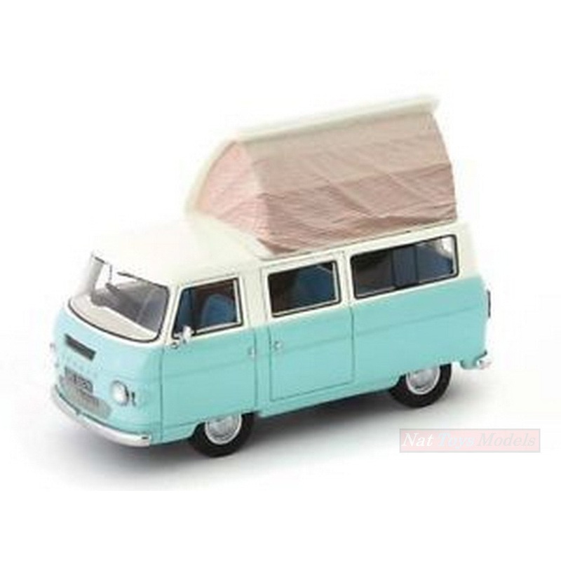 SCALE MODEL COMPATIBLE WITH COMMER DORMOBILE COASTER 1972 PASTEL LIGHT BLUE/CREAM 1:43 AUTOCULT ATC09002