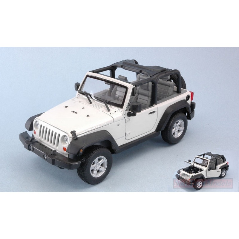 SCALE MODEL COMPATIBLE WITH JEEP WRANGLER RUBICON 2007 OPEN WHITE 1:24-27 WELLY WE22489W