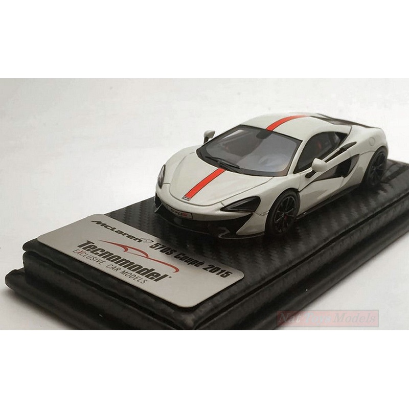 SCALE MODEL COMPATIBLE WITH MCLAREN 570S AVUS WHITE WITH RED STRIPE AND RED INSERT 2015 1:43 TECNOMODEL TMD43EX02F