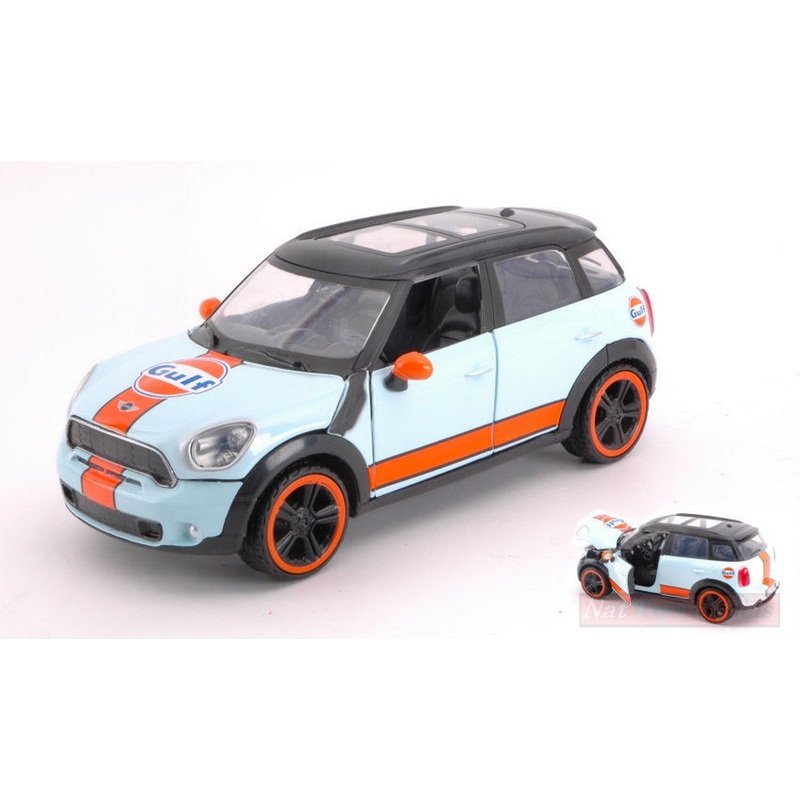 SCALE MODEL COMPATIBLE WITH MINI COOPER S COUNTRYMAN "GULF" LIGHT BLUE ORANGE 1:24 MOTORMAX MTM79653
